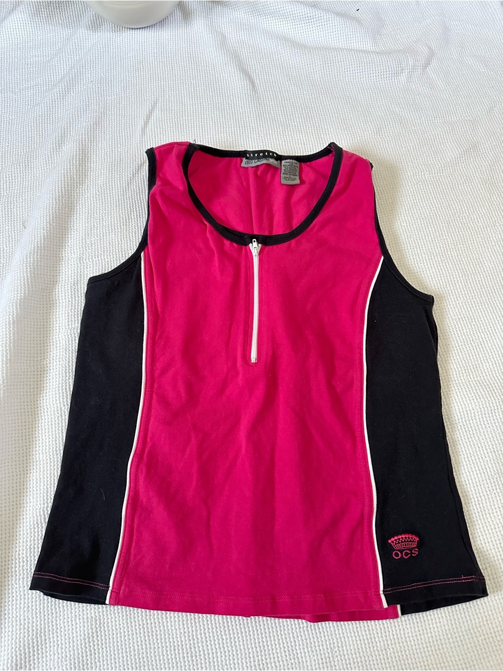 Oleg Cassini Sport Hot Pink and Black Stretch Tank